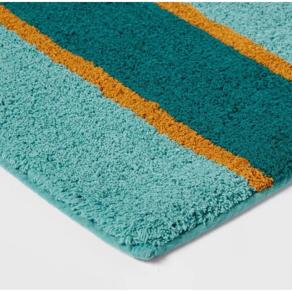 18"x28" Color Block Striped Bath Rug Dark Teal Green - Threshold - Picture 3 of 7